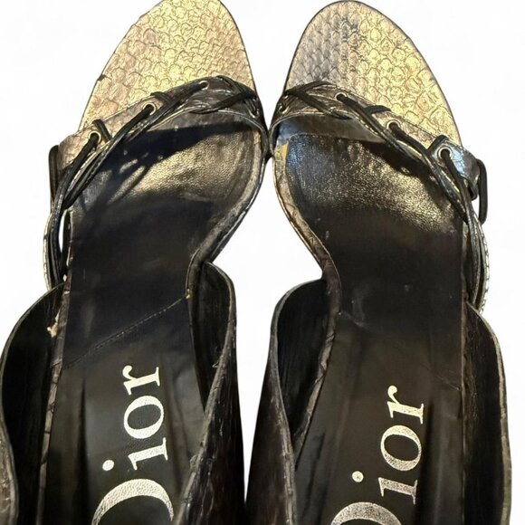 Vintage Dior silver snakeskin wedge heels - Picture 3 of 5